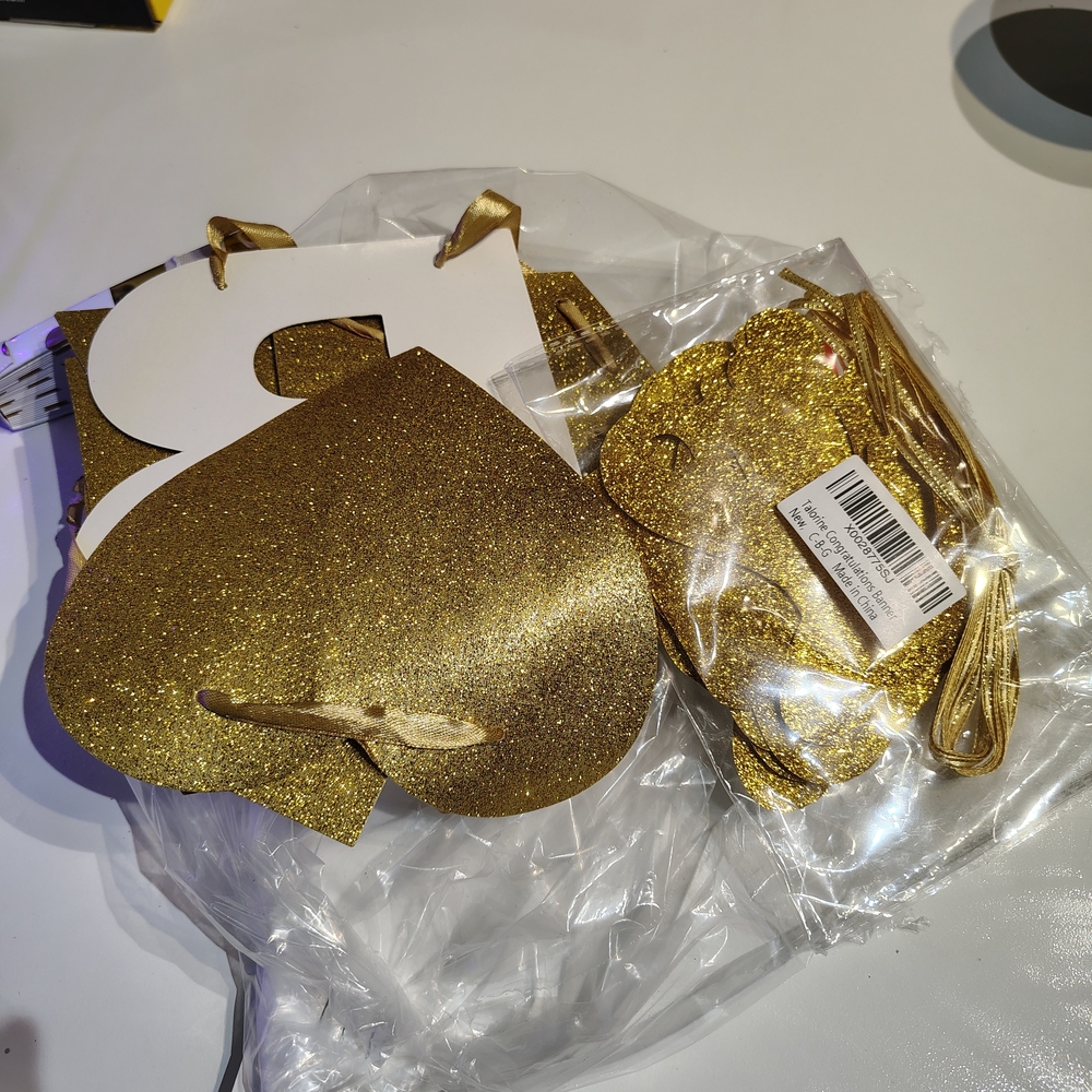 Baby Gold Glitter Baby Shower Decorations Banners Paper Fan Dessert Plates